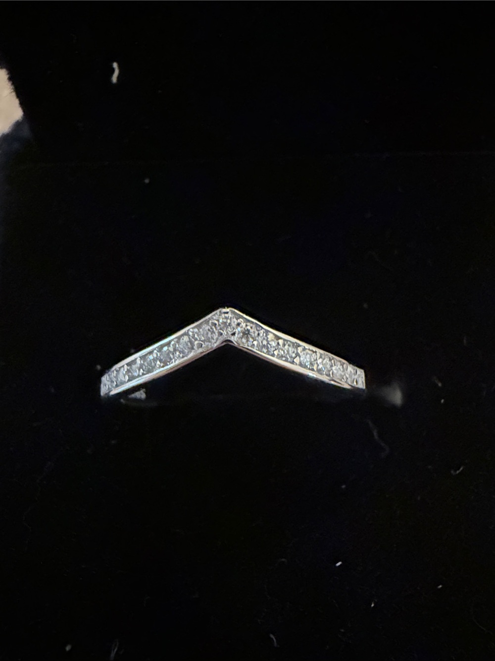 MOISSANITE STERLING  Silver V-Shape Pavé Ring with Clear Stones - Color D US 299
